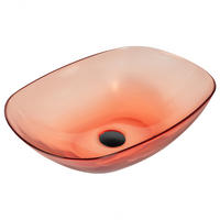 AUFSATZWASCHBECKEN Hellrot 54/36 cm Mineralwerkstoff Moengo - Hellrot/Transparent, Keramik (54/15/36cm) - Beliani