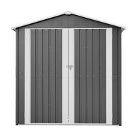 GERÄTEHAUS 185.4/142.3/185 cm Grau mit Belüftungslöchern und Metallfundament - Grau, Metall (142.3/185/185.4cm) - Oxeza