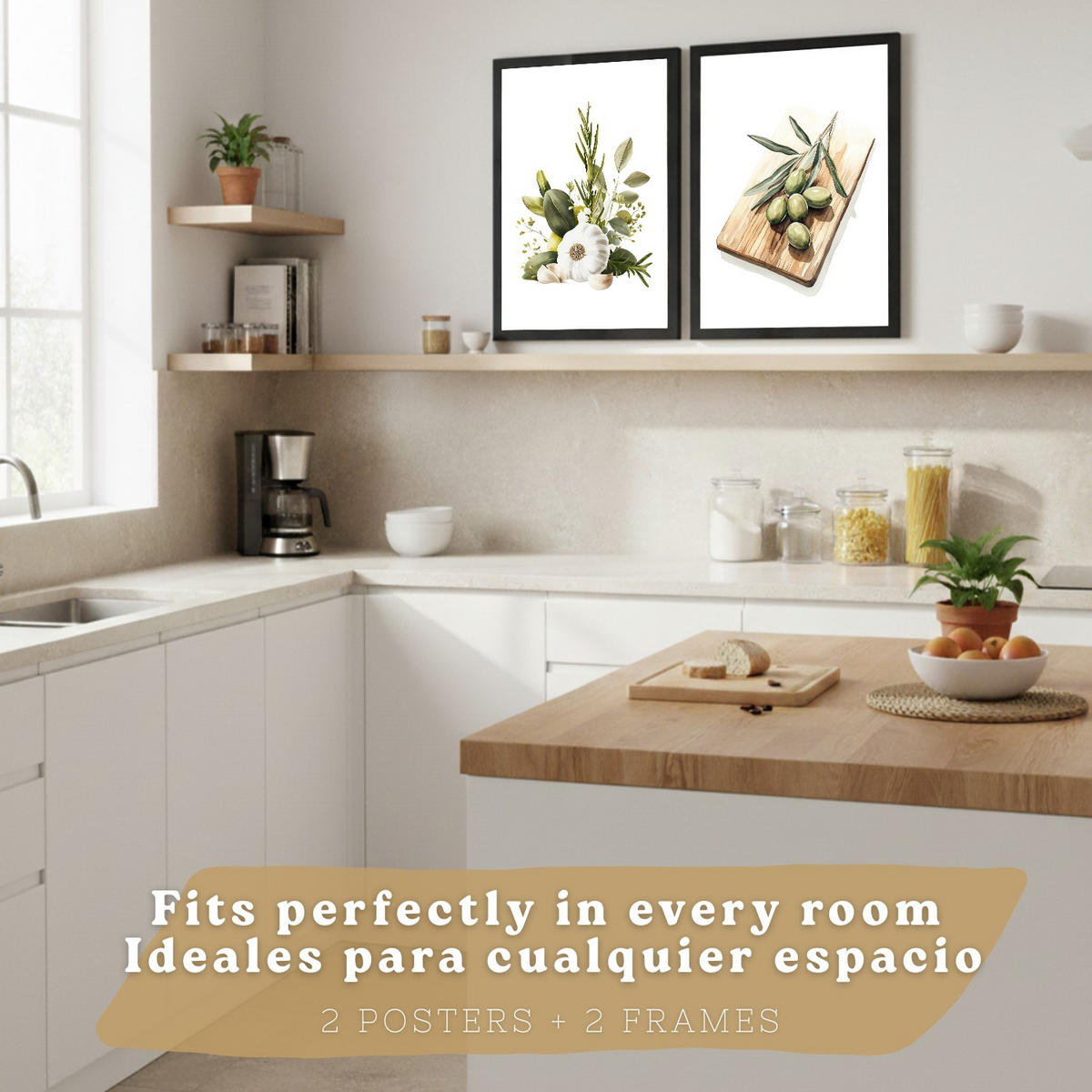 PLAKAT Sada 2 Vintage olivy A3 Černý rám - černá, papír (29.7/1/42cm) - Nacnic