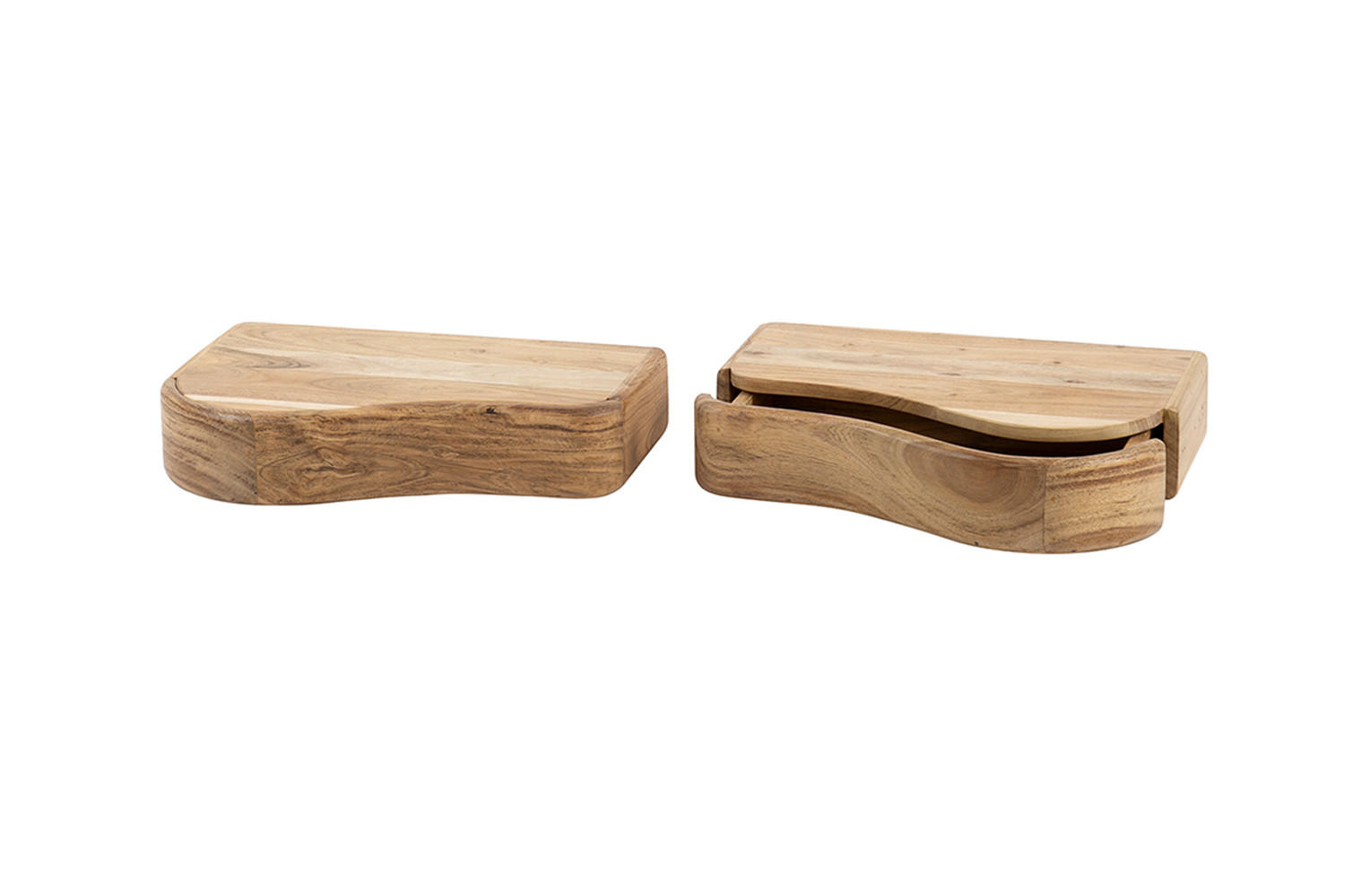 NACHTTISCH HUZO Holz Akazie - Zwetschgeholzfarben, Holz (40/8/25cm) - KAWOLA
