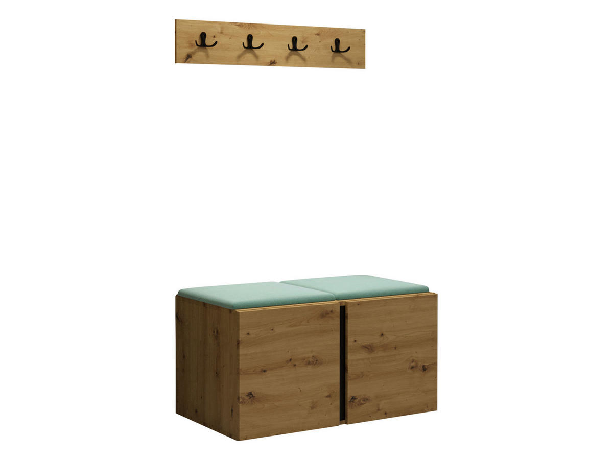 GARDEROBEN-SET Orion VI - Eiche Artisan/Mintgrün, Holzwerkstoff/Kunststoff (84/42/46cm) - MIRJAN24