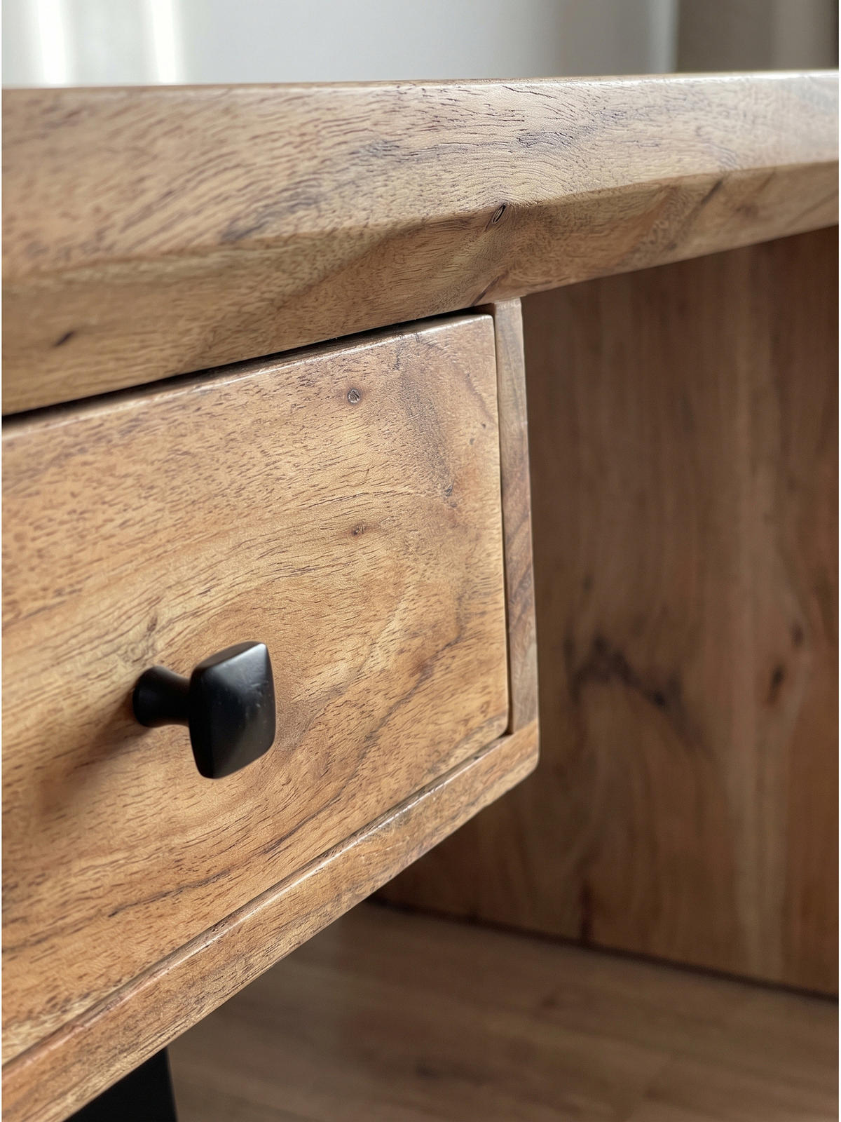 SCHREIBTISCH PANARO, Akazie Massivholz, Akazie-Natur, 180 x 90 x 77 cm - Braun, Holz (90/180/77cm) - KADIMA DESIGN