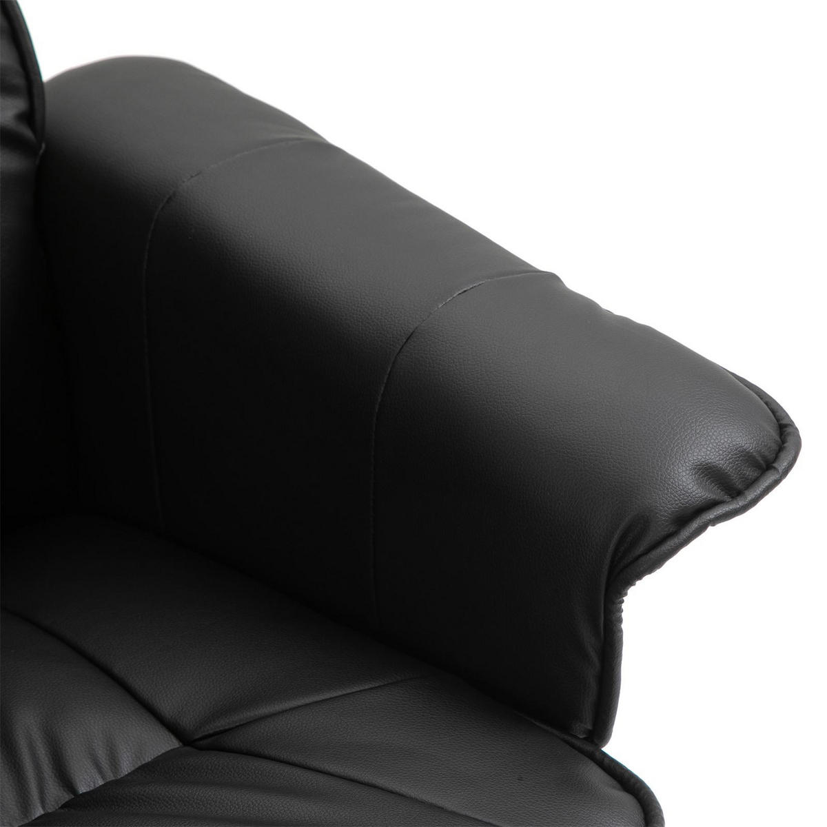 RELAXSESSEL KUNSTLEDER, SET MIT HOCKER CHARLY - Schwarz, Textil (76/87/61cm) - IDIMEX