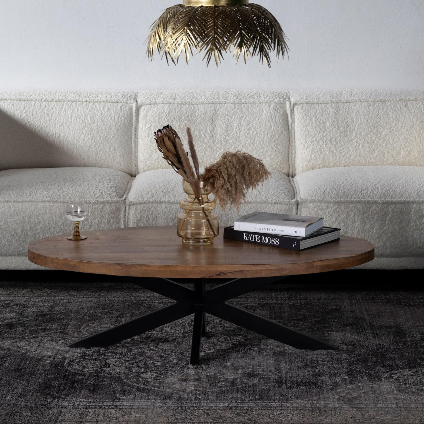 COUCHTISCH oval aus Mangoholz 130cm, braun - Braun, Metall (130/70/40cm) - Giga Meubel