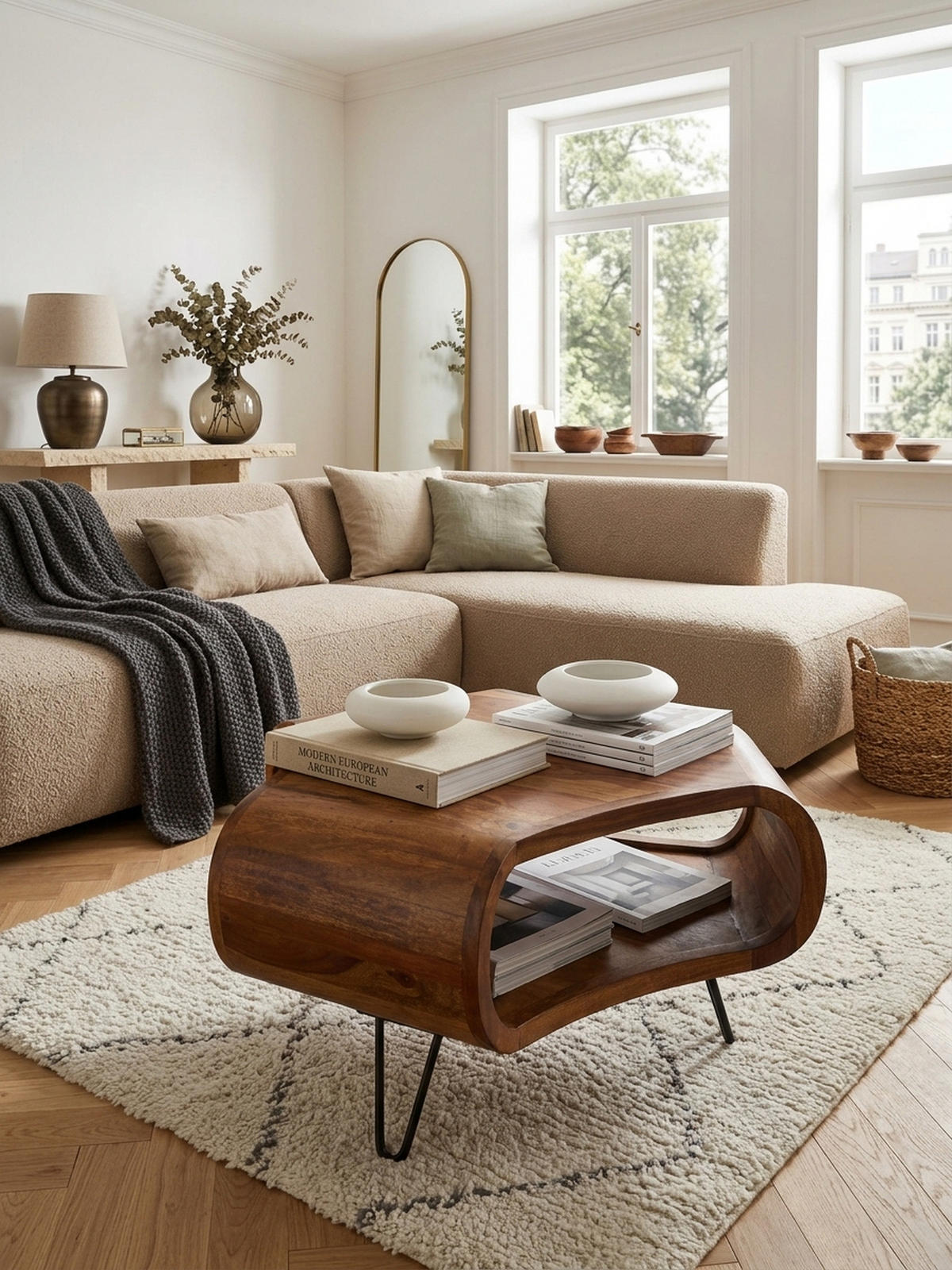 COUCHTISCH Sheesham Holz in Landhaus-Stil mit Stauraum, Maße 55x38x55 cm - Schwarz/Braun, Holz/Metall (55/55/38cm) - KADIMA DESIGN