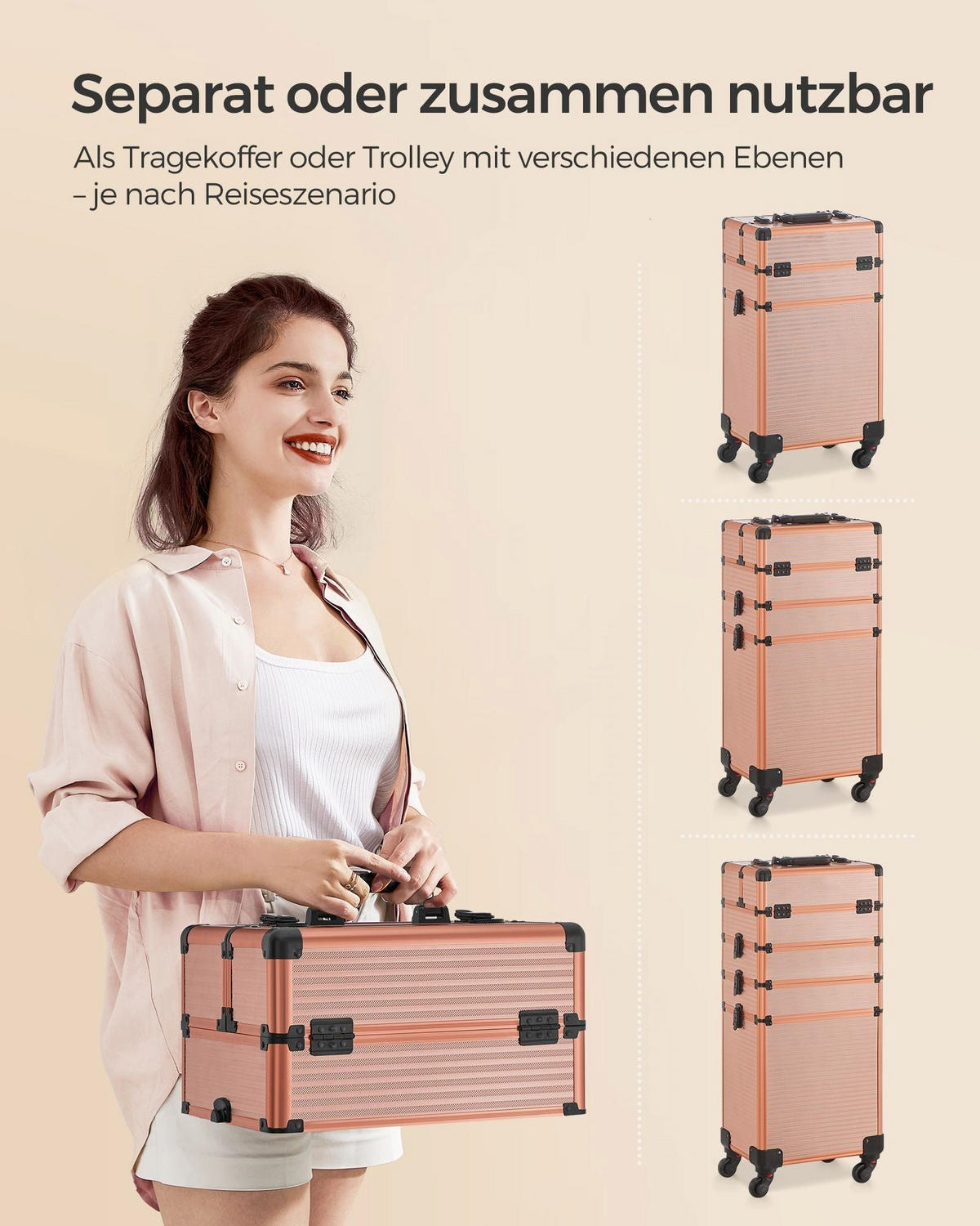 KOSMETIKKOFFER KAMPALA - Goldfarben, Kunststoff (24/79.3/34cm) - Hansiro