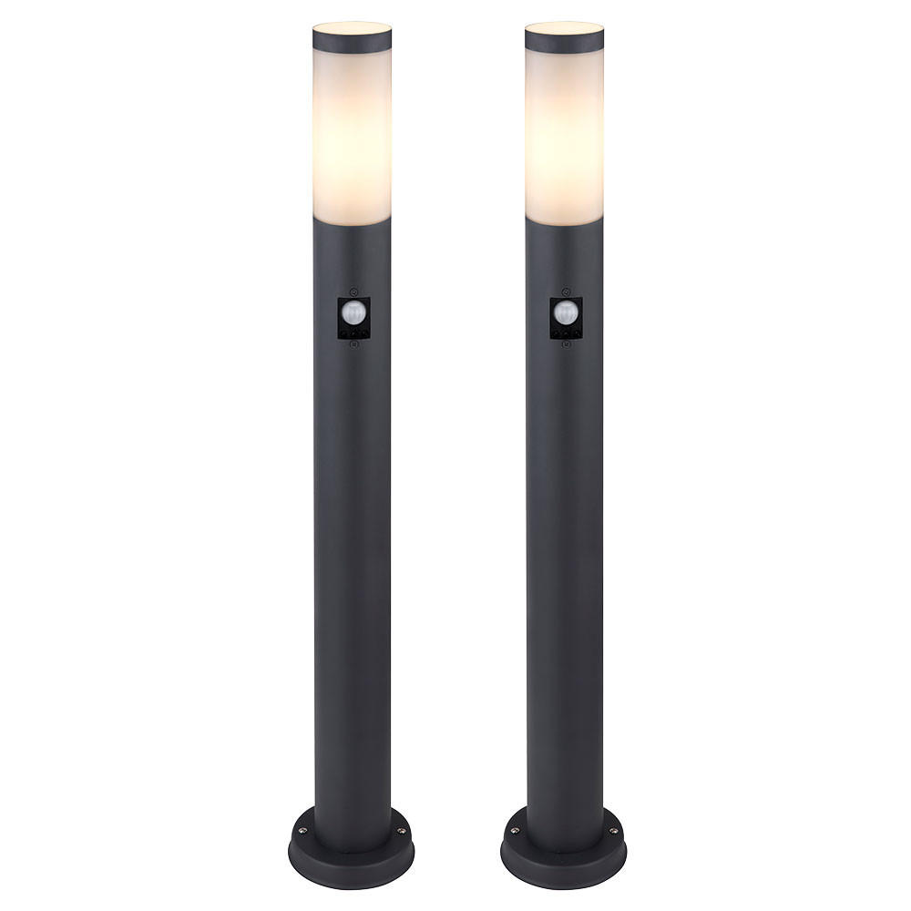 LED STEHLEUCHTE Edelstahl Anthrazit BOSTON 2er Set - Anthrazit, Metall (12.7/12.7/80cm) - Globo Lighting