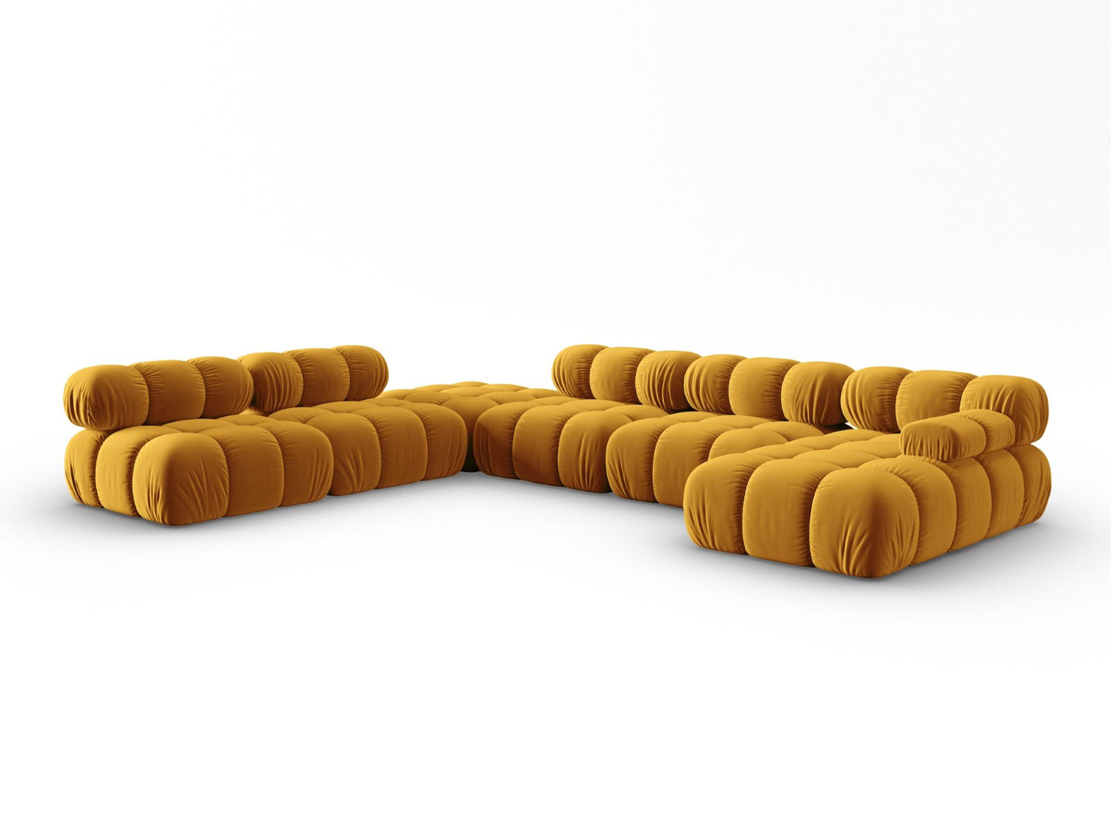 MODULARES-PANORAMASOFA links Bellis aus Samt gelb 7 Sitzplätze - Gelb, Textil (282/63/379cm) - Micadoni
