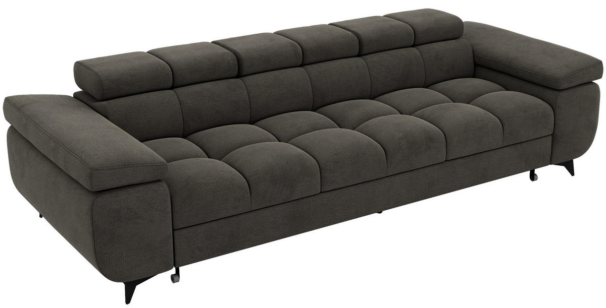 TŘÍMÍSTNÁ POHOVKA NIDELLO - Tmavě šedá Samet - černá/tmavě šedá, kov/textil (260/70/97cm) - MKS