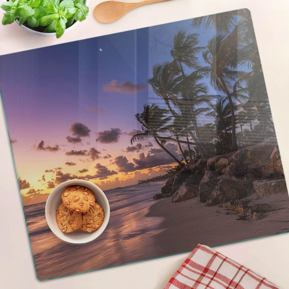 GLASPLATTE 60x52 cm Sonnenstrand - Gelb, Glas (60/0.4/52cm) - TULUP