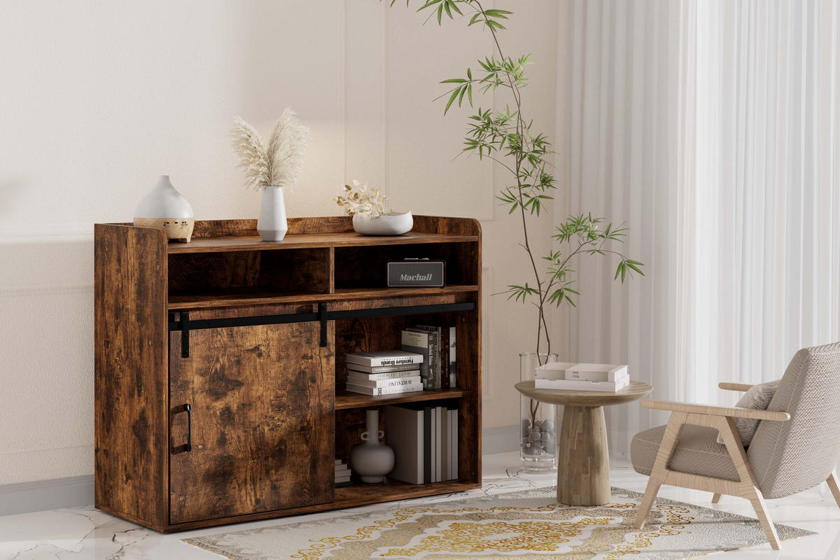 SIDEBOARD in 107/80/40cm - Dunkelbraun, Holzwerkstoff/Metall (107/80/40cm) - HOMAVO