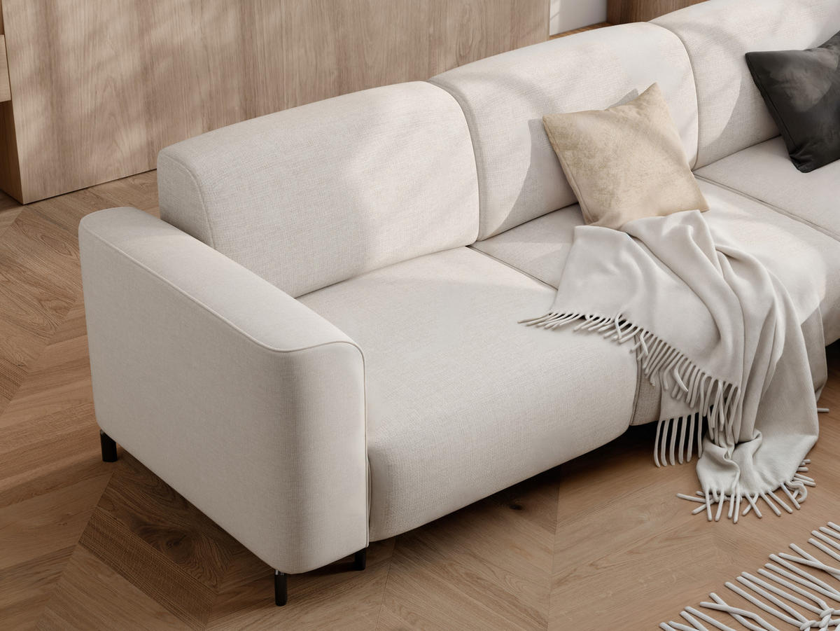 ECKSOFA TORIN Chenille-Stoff in Creme - Creme, Holzwerkstoff/Kunststoff (277/218cm) - Idohome