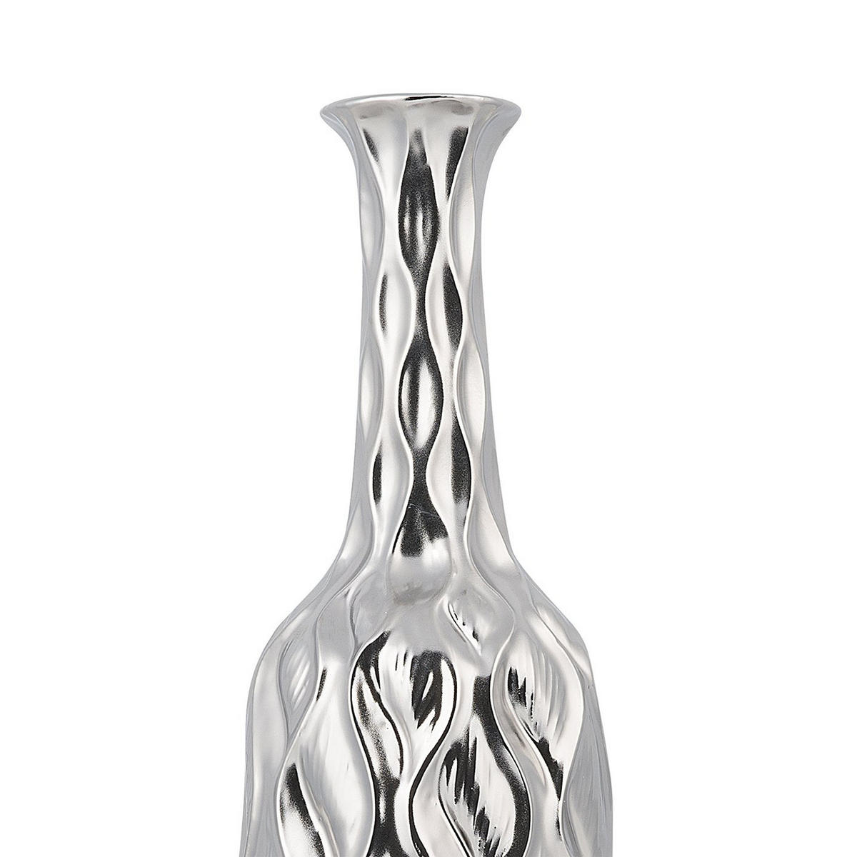 DEKOVASE Steinzeug silber Bassania - Silberfarben, Stein (45cm) - Beliani