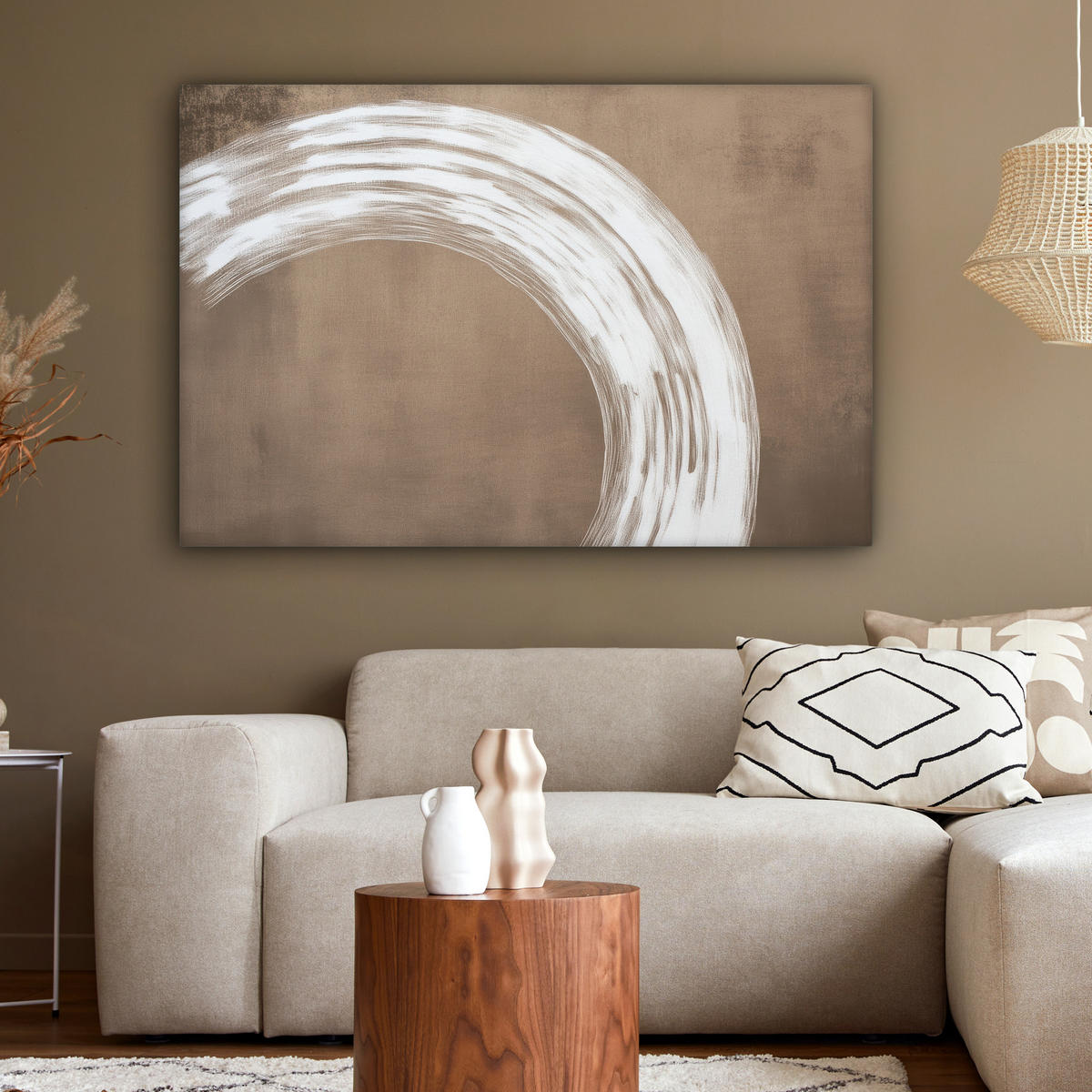 LEINWANDBILD Farbe - Braun - Japandi XXL 150x100 cm - Kupferfarben, Textil (150/100cm) - MuchoWow