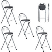 BARHOCKER 4er Set klappbar Sitzhöhe 61 cm Schwarz/Silber - Multicolor, Metall (36/79/41cm)