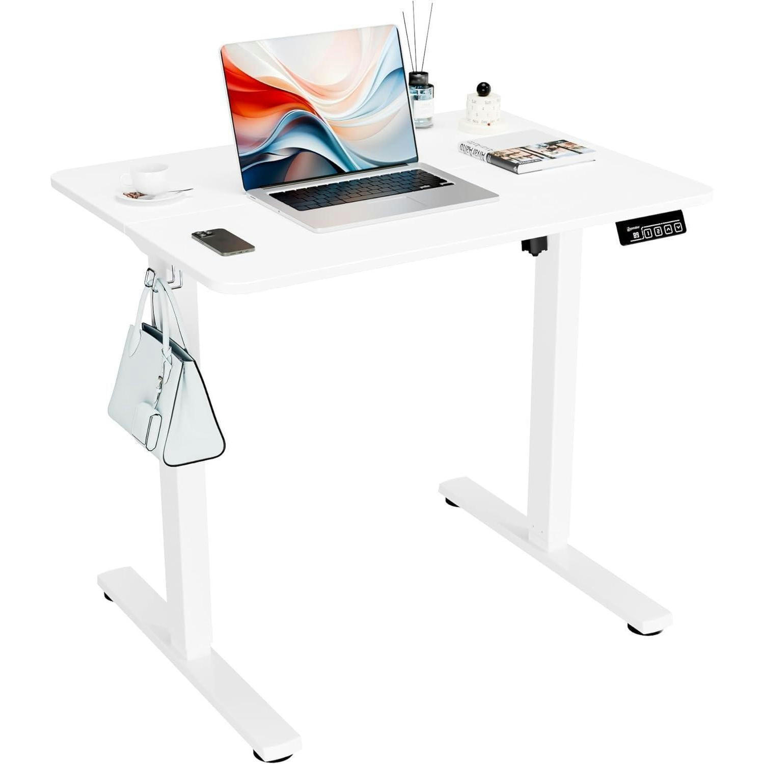SCHREIBTISCH elektrisch höhenverstellbar 80 x 60 cm Weiß - Weiß, Metall (59.9/79.8/118.1cm)