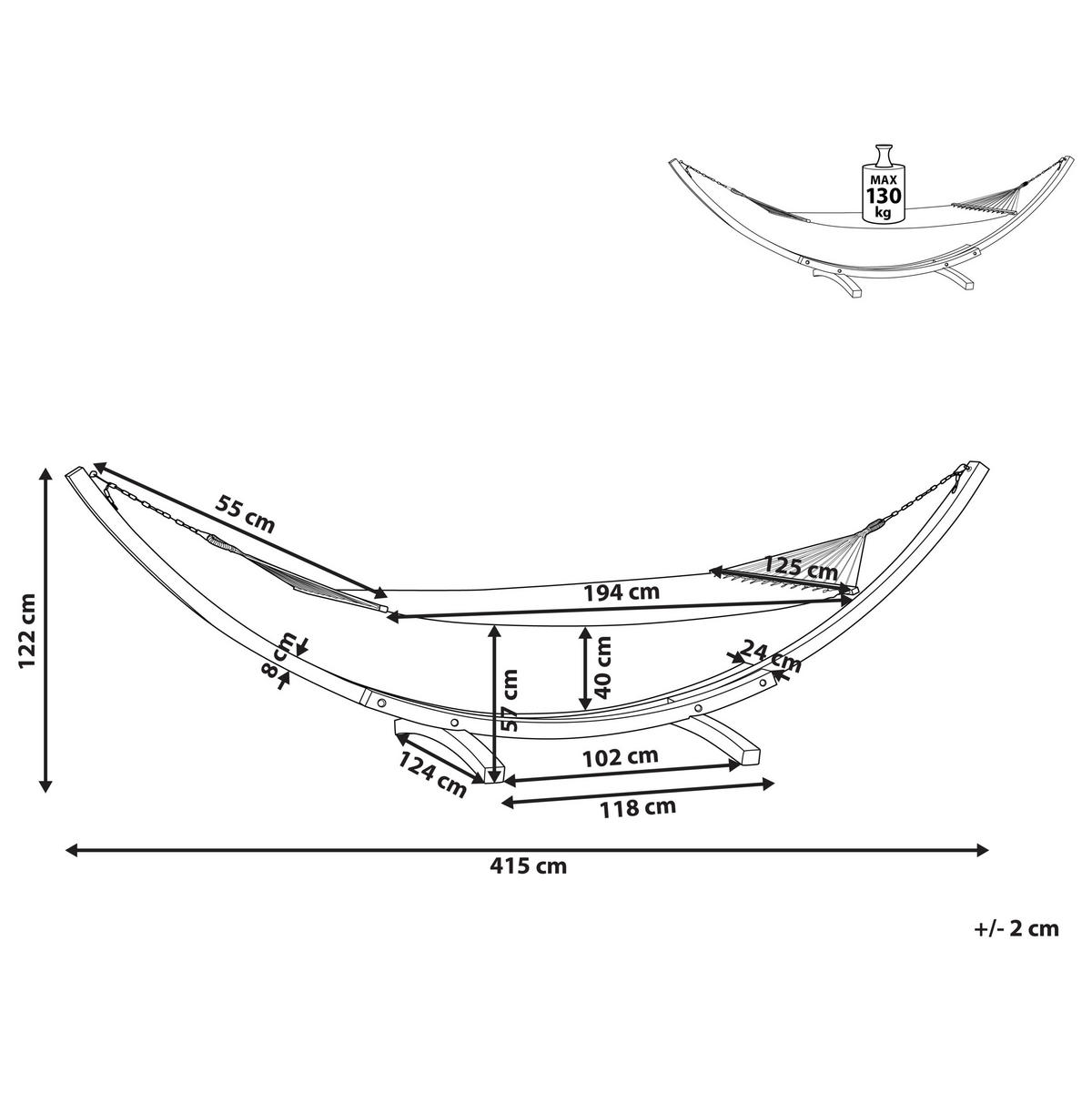 HÄNGEMATTE Weiß Treviso - Dunkelbraun/Weiß, Holz (415/122/124cm) - Beliani