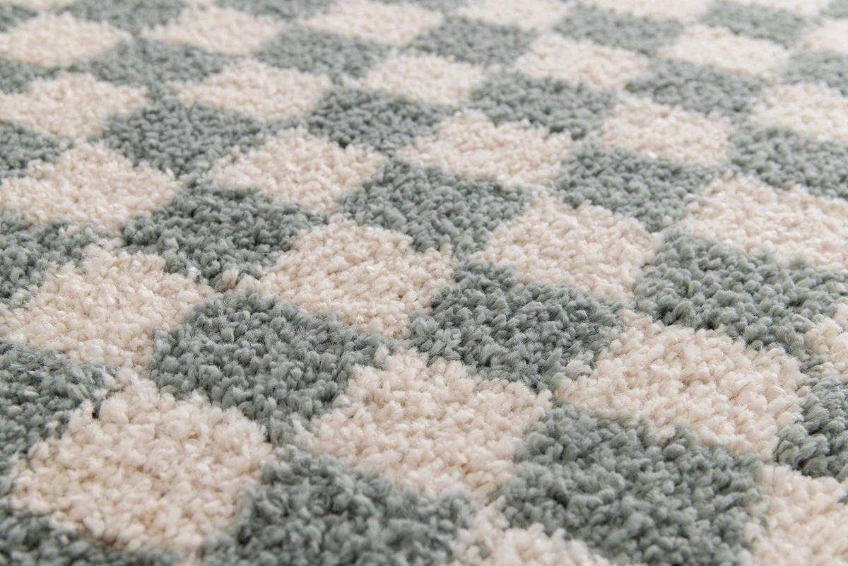 TEPPICH kariert langflorig weich voluminös grün - Grün, Textil (120/170cm) - AFK Living