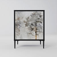 SIDEBOARD FADE IN THE TREES, Schwarz, 57,5x42x72,5 cm, Schwarze Metallfüße - Multicolor/Schwarz, Holzwerkstoff/Metall (57.5/72.5/42cm) - SpaceRebels
