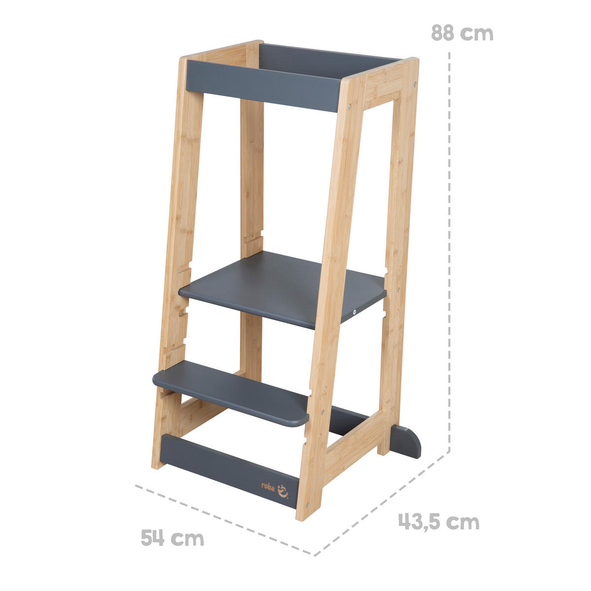 LERNTURM Bambus - Anthrazit - Anthrazit, Holz (54/88/43.5cm) - Roba