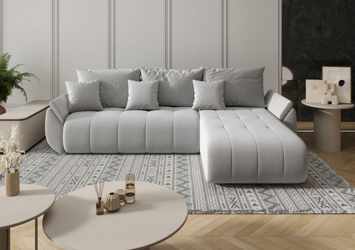 ECKSOFA mit Schlaffunktion TOKYO Wind 84 - Grau, Textil (280/185cm) - Bedante