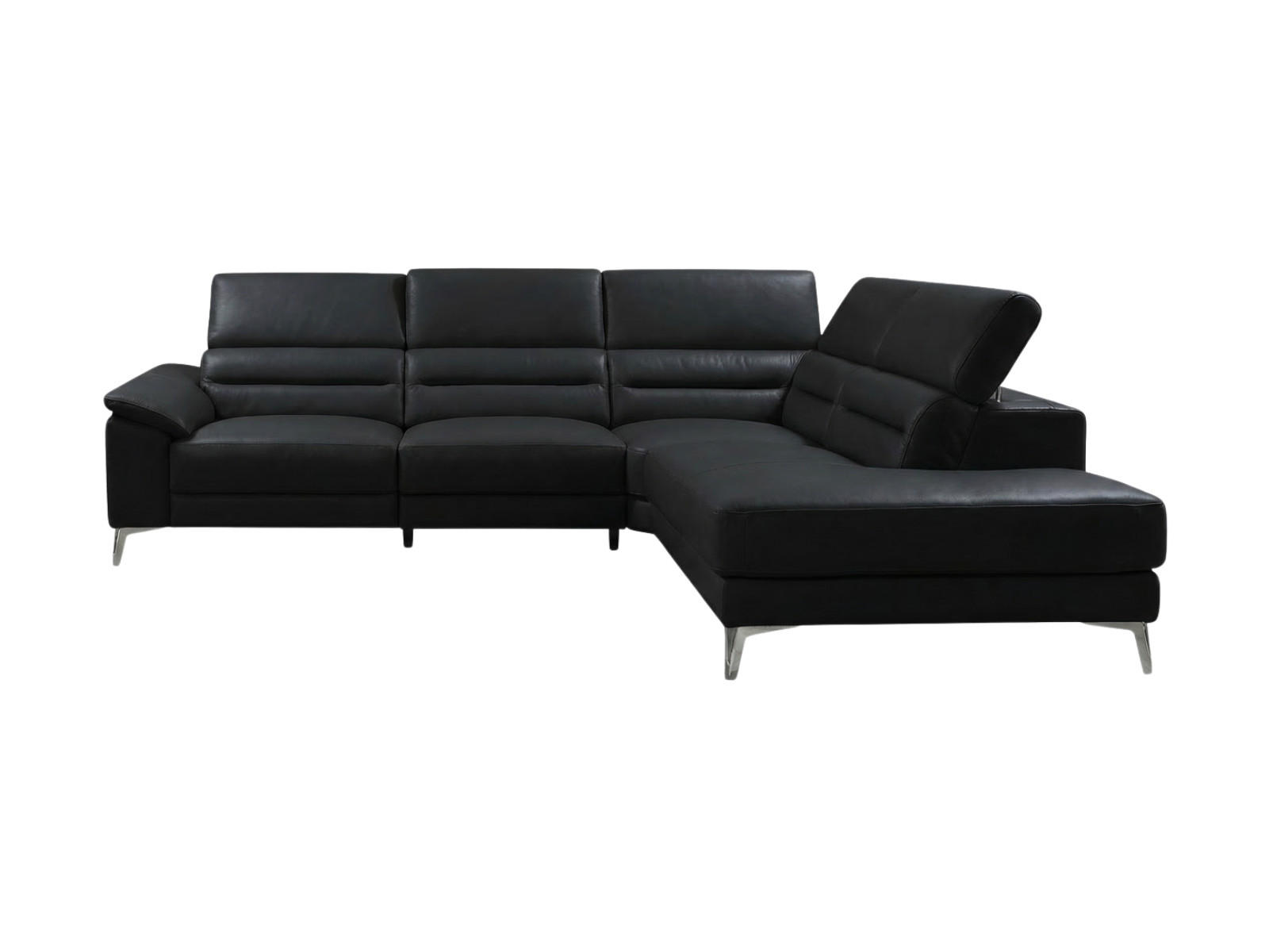 ECKSOFA Tucano Echtleder Schwarz - Schwarz, Leder/Metall (258/232cm)