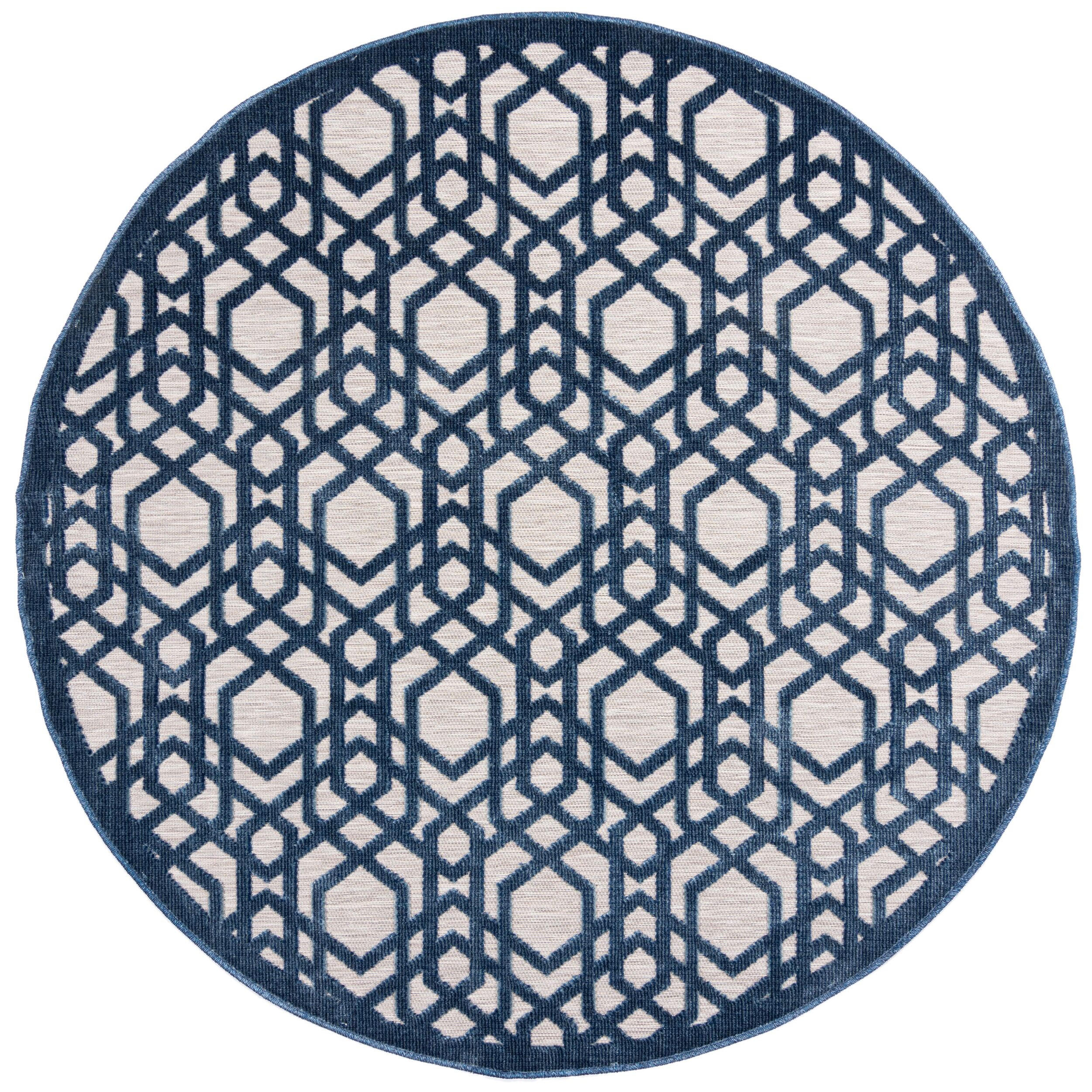 OUTDOOR-TEPPICH Marokkanisches-Mosaik, winterfest STOUR LIAM, Blau-Grau 160x160 cm - Blaugrau, Textil (160/160cm) - KADIMA DESIGN