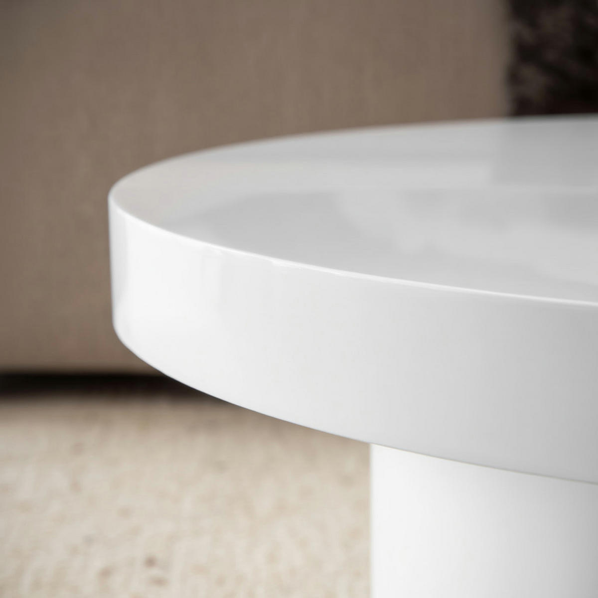 COUCHTISCH Rund Klein in Weiß Hochglanz Modern, Pilz-Form, 60x60x30 cm - Weiß, Holzwerkstoff (60/60/30cm) - KADIMA DESIGN