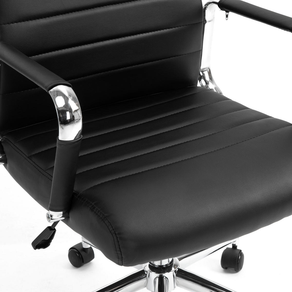 SCHREIBTISCHSTUHL OFFICE COMFORT HB Kunstleder Schwarz - Silberfarben/Schwarz, Textil/Metall (57/120/53cm) - SVITA