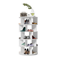 SCHUHREGAL drehbar Weiß rund 5 Ebenen 115cm modern - Weiß, Holzwerkstoff (60/115/60cm) - FLIEKS