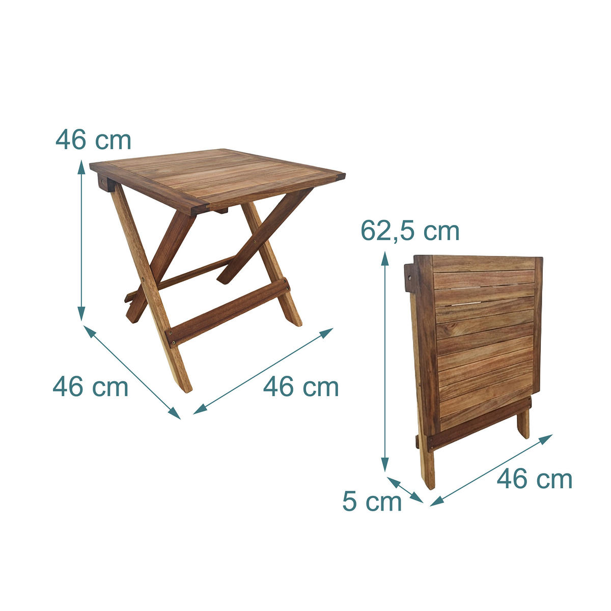 KLAPPTISCH - Dunkelbraun, Holz (46/46/46cm) - Relaxdays