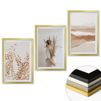 WANDBILDER 3er Set - 40x60 cm Goldrahmen - Rustikale Boho-Blumenmotive - Goldfarben, Kunststoff (40/60cm) - ArtPrintCave