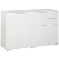 SIDEBOARD 117/36/74 cm weiß aus MDF mit Schubladen und Druckmechanismus - Weiß, Holzwerkstoff (36/74/117cm) - OKWISH