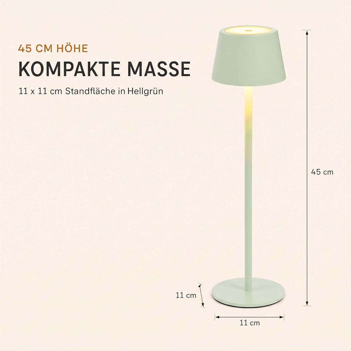 LED Tischlampe 3 in 1 Hellgrün max. 45cm hoch - Grün, Kunststoff (11/11/45cm) - Northpoint