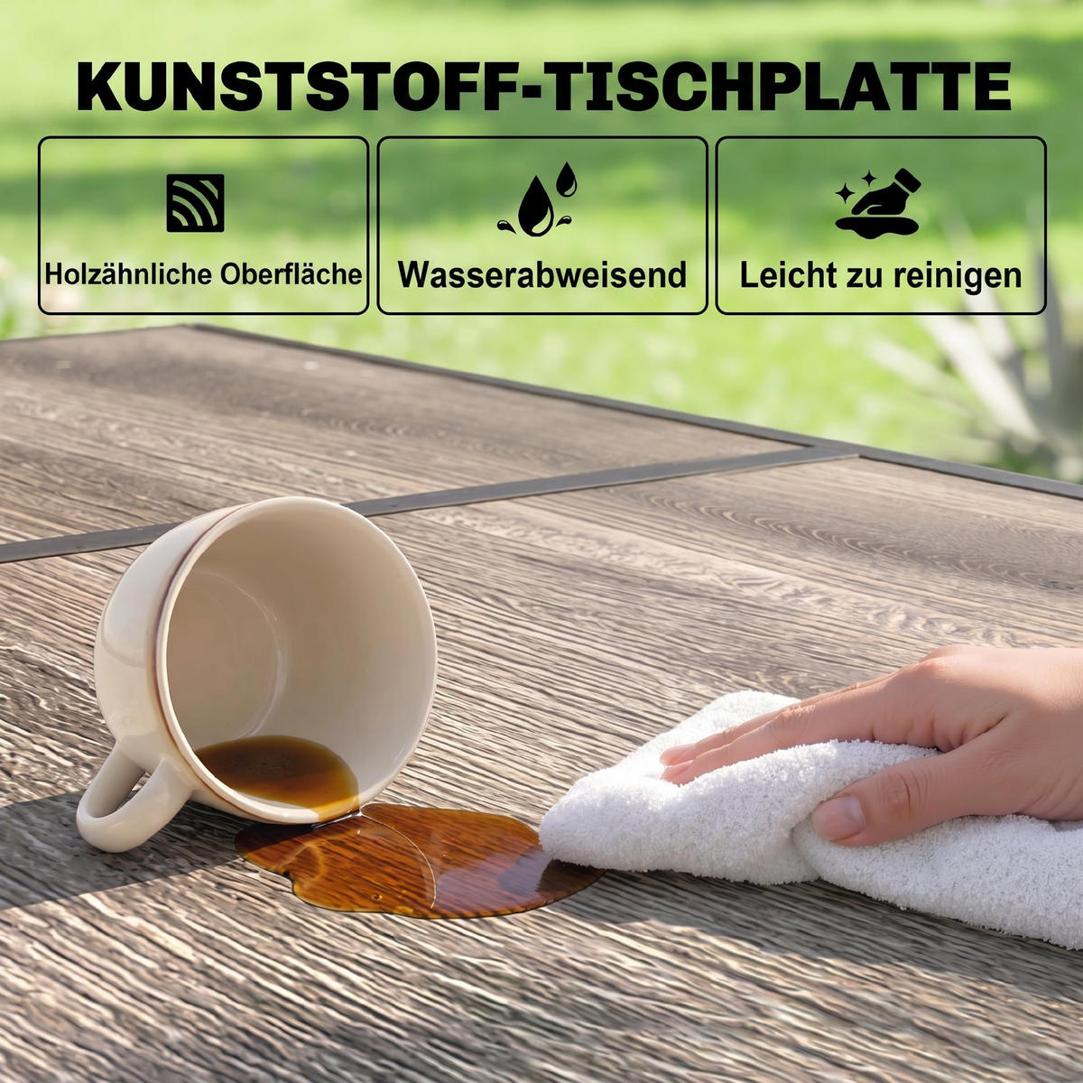 GARTENTISCH,GRAU,1 Stück - Grau, Kunststoff (145/85/72cm) - GiPP