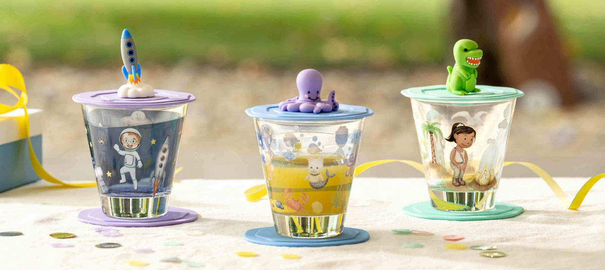 KINDERBECHERSET Bambini Avventura Weltall 215 ml - Blau, Glas (0.215L) - Leonardo Living
