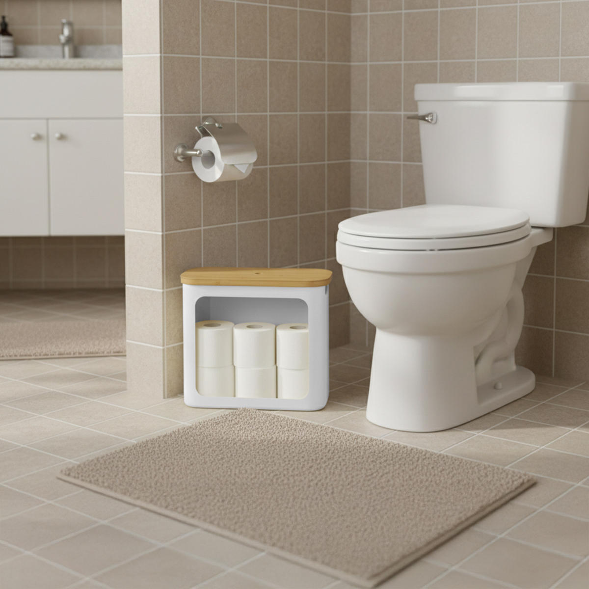 TOILETTENPAPIER-AUFBEWAHRUNG - Weiß, Holz/Kunststoff (43/36/17cm) - Relaxdays