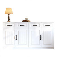 SIDEBOARD Weiß MDF 4 Schubladen 4 Türen 160cm gerillt modern - Weiß, Holzwerkstoff (160/80/35cm) - FLIEKS