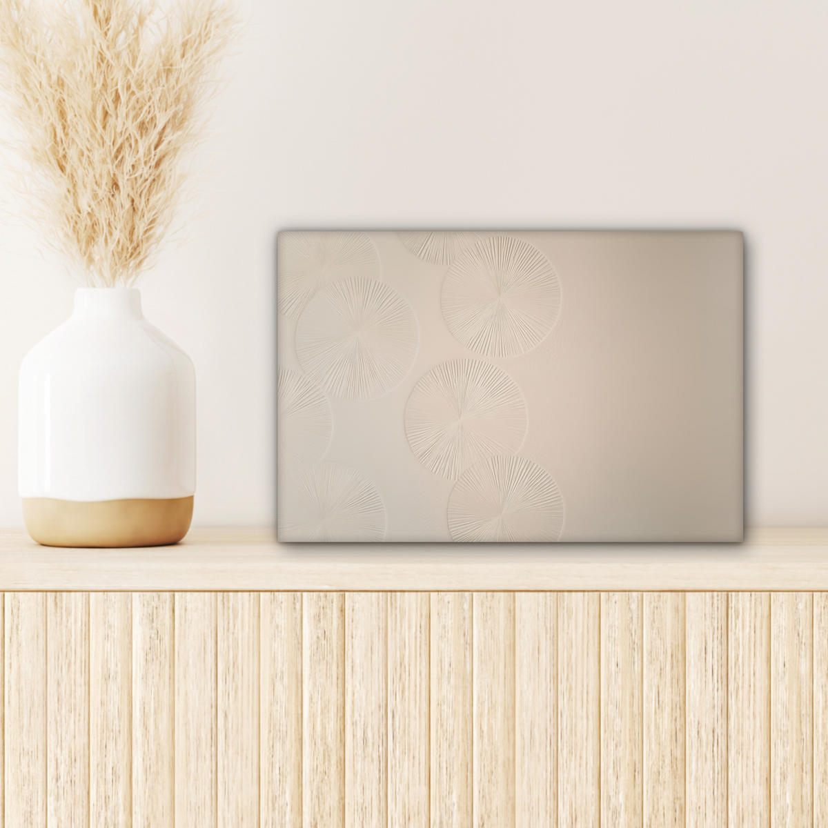 LEINWANDBILD Japandi - Beige - Modern 30x20 cm - Ecru, Textil (30/20cm) - MuchoWow