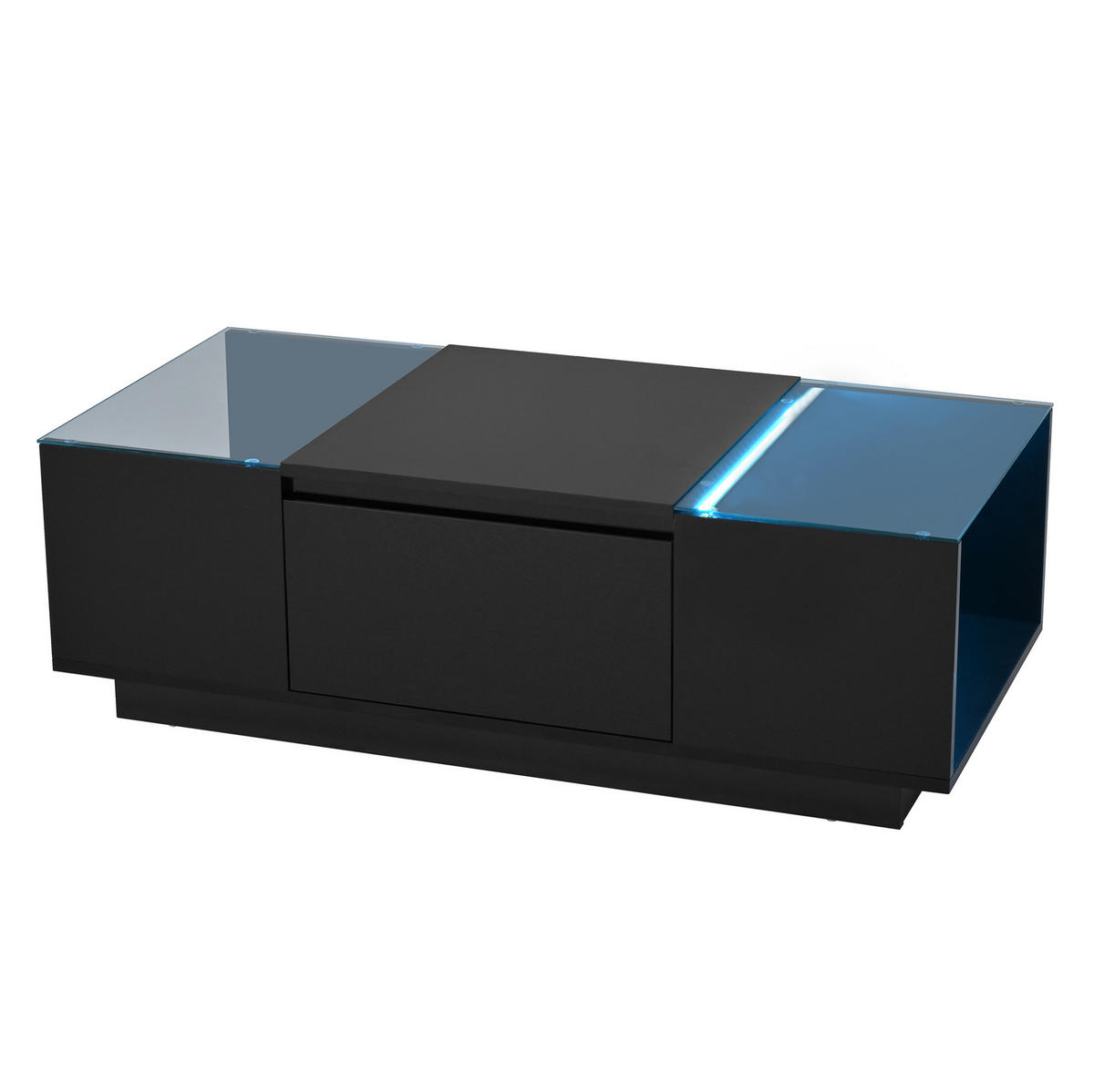 COUCHTISCH 105/50/35 cm schwarz aus Spanplatte mit LED-Beleuchtung - Schwarz, Holzwerkstoff (105/50/35cm) - OKMYHOME