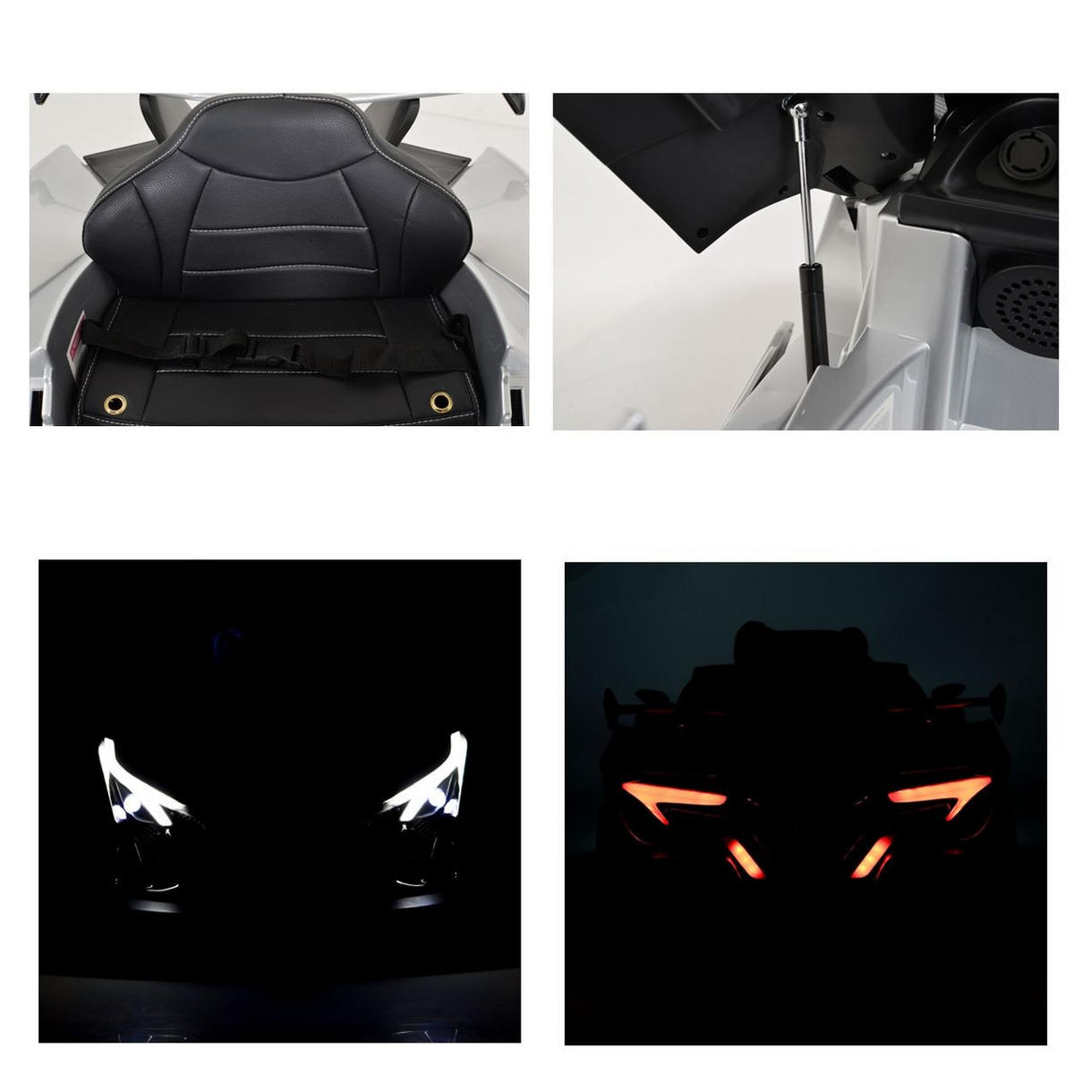 ELEKTROAUTO Flash metallic silber 4 Motoren, MP3, Fernbedienung, EVA-Reifen - Silberfarben, Kunststoff (120/62/48cm) - Moni