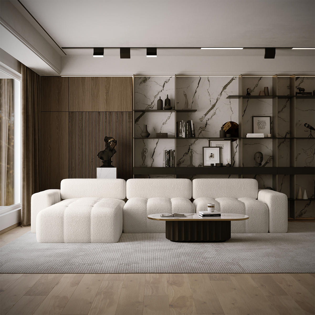 ECKSOFA RIFU SO mit Schlaffunktion, Weiß - Weiß, Textil (346/185cm) - Fedve