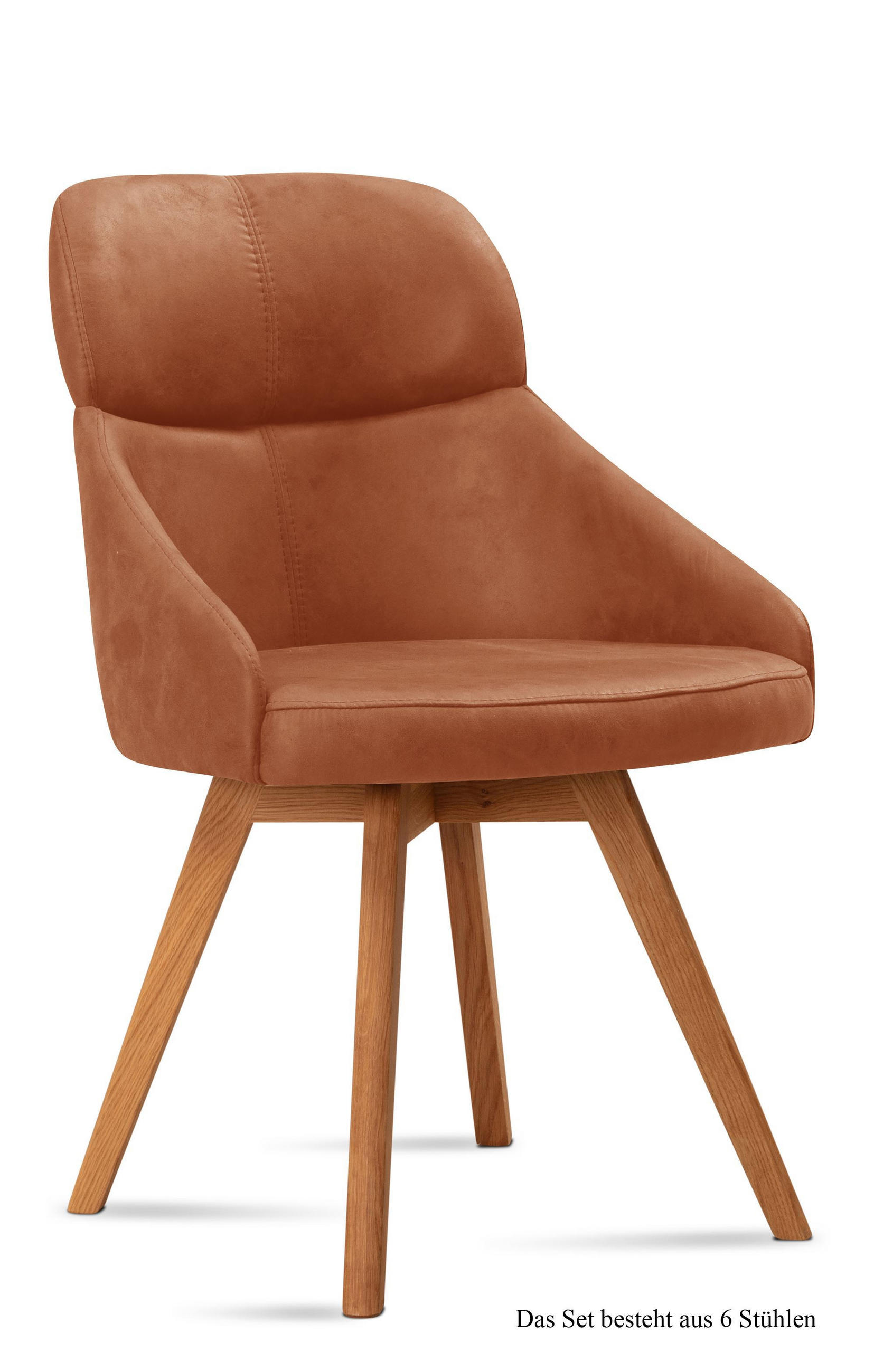 ESSZIMMERSTUHL (6er-Set) Donna 52x82x63 Eiche geölt/Cognac - Cognac/Eichefarben, Kunststoff (63/82/52cm) - 58aufmkessel