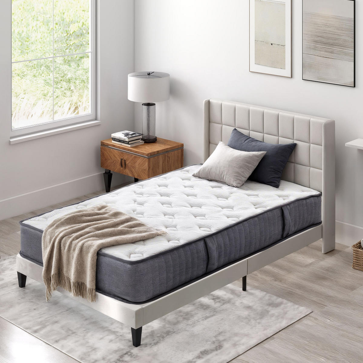 MATRATZE 90x200 cm 25,8 cm Höhe ergonomisch Taschenfederkernmatratze - Weiß, Textil (90/200cm) - HOMCOM