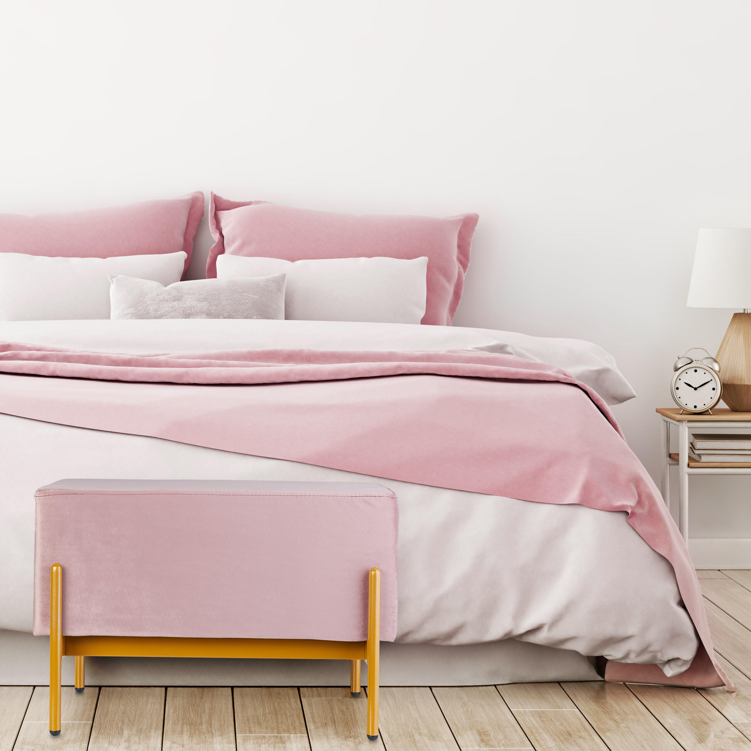 SITZBANK - Rosa, Holzwerkstoff/Textil (60/40/43cm) - Relaxdays