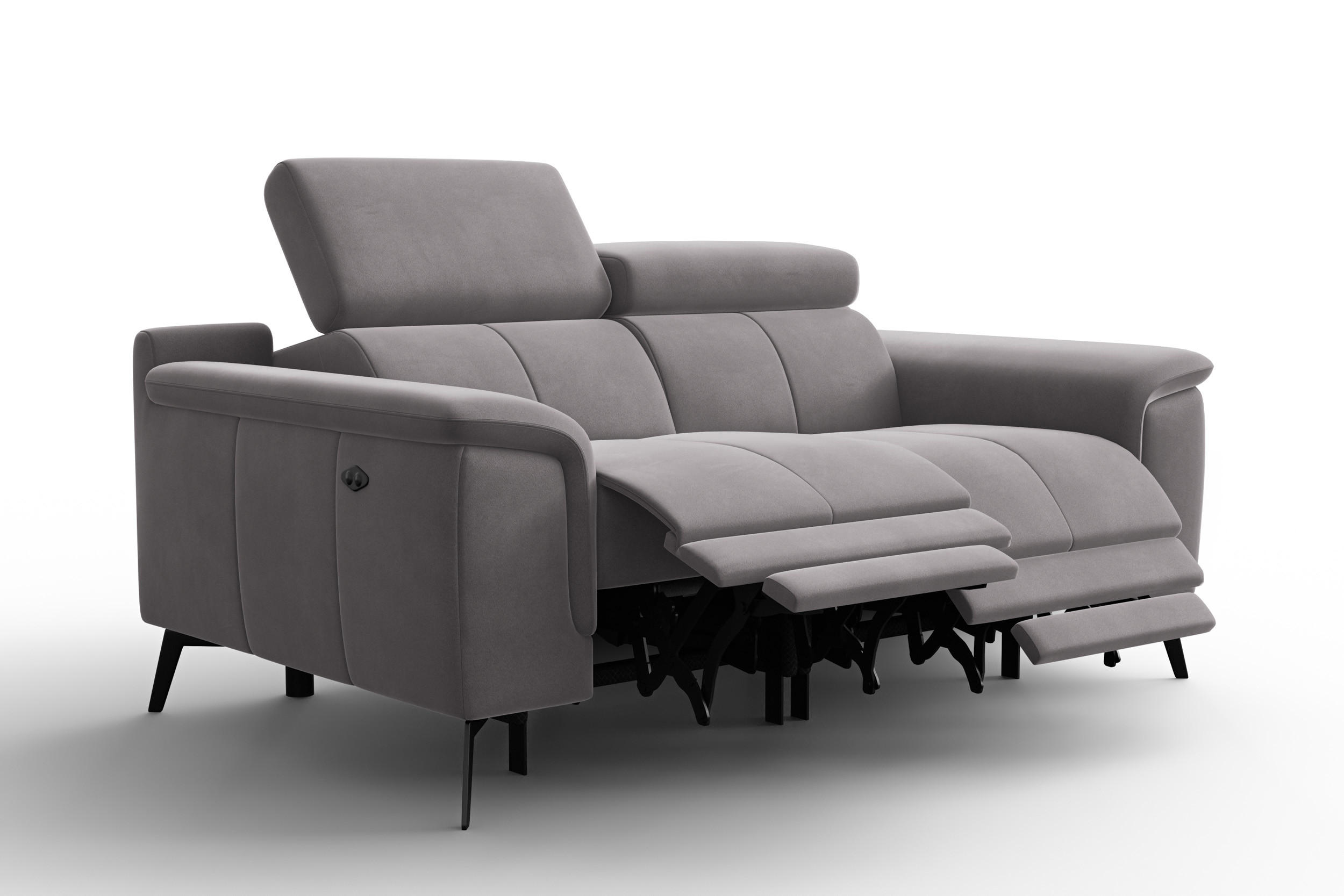 SOFA RELAX FIERO 2-Sitzer, Dunkelgrauer Veloursstoff - Dunkelgrau/Schwarz, Holz/Textil (170/82/103cm) - Courtois Laville