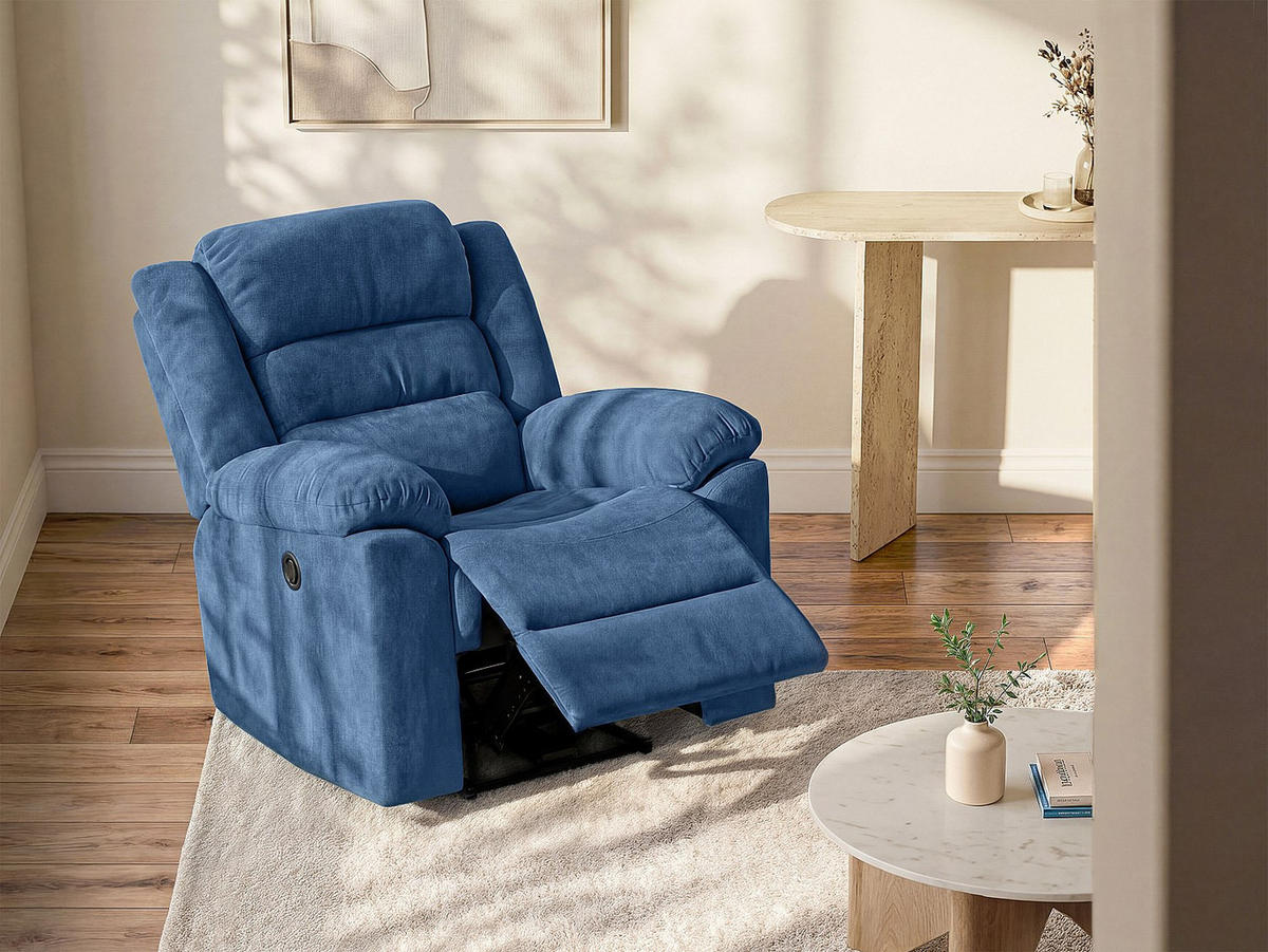 RELAXSESSEL - 1 Person - Stoff - Blau - - Blau, Textil (92/103/95cm) - Vente-Unique