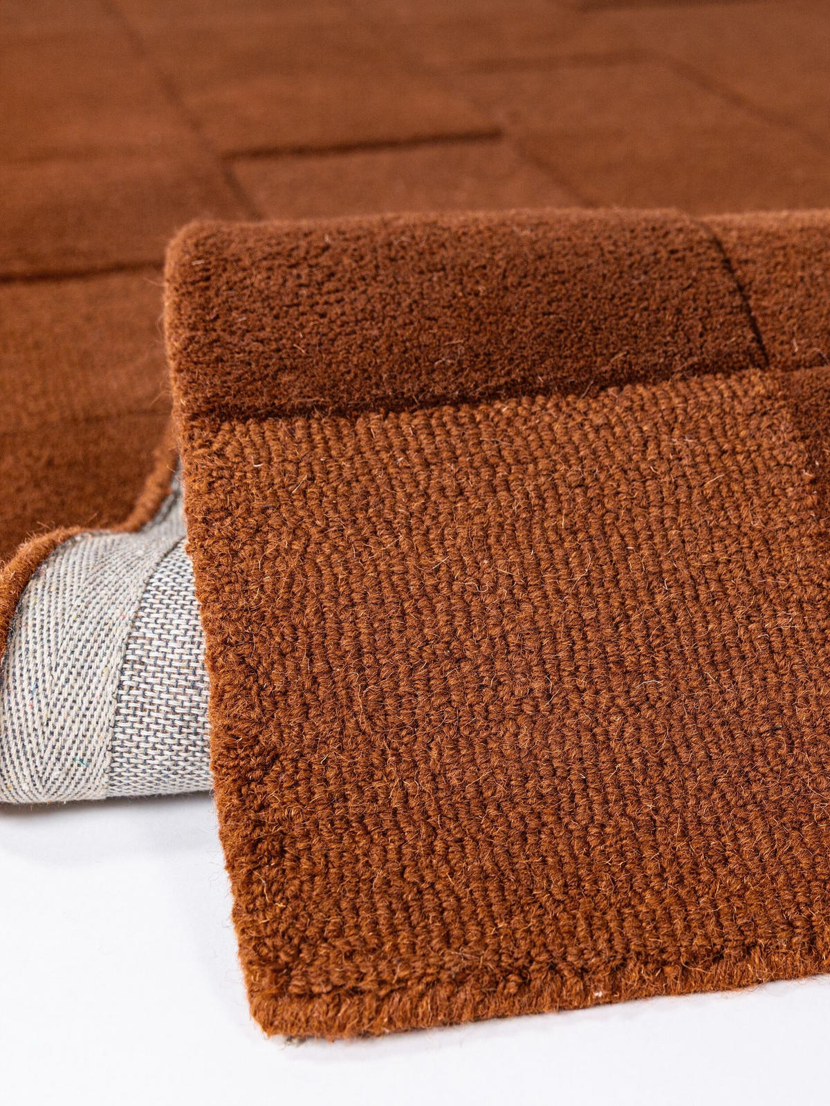 TEPPICH aus Wolle, handgetuftet, DEBEN, in Terrakotta, Schachbrettmuster, 160 x 230 cm - Orange, Textil (160/230cm) - KADIMA DESIGN