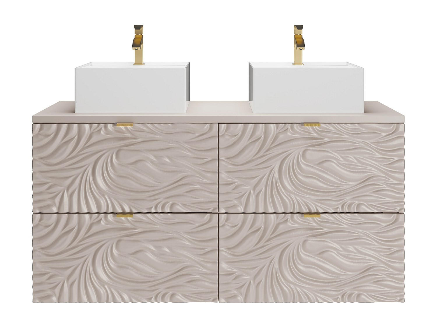 DOPPELWASCHTISCH - 120 cm x 46 cm - Holz, Platte - Beige - RINAREL - Beige, Holz (120/60/46cm) - Vente-Unique