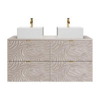 DOPPELWASCHTISCH - 120 cm x 46 cm - Holz, Platte - Beige - RINAREL - Beige, Holz (120/60/46cm) - Vente-Unique